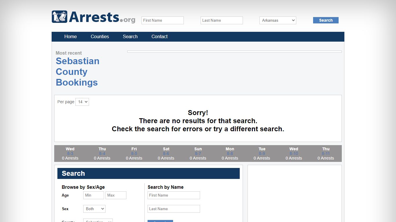 Sebastian County Arrests and Inmate Search